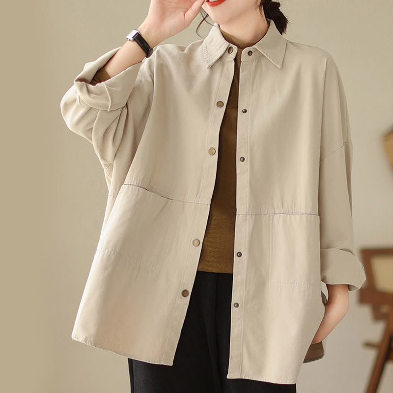 Buddha Stones Casual Solid Color Women's Long Sleeve Jacket With Pockets