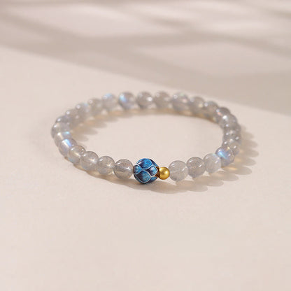 Buddha Stones Natural Moonstone Lotus Love Charming Bracelet