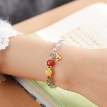 Buddha Stones Natural Moonstone Lotus Love Charming Bracelet