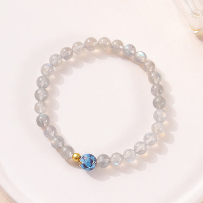 Buddha Stones Natural Moonstone Lotus Love Charming Bracelet