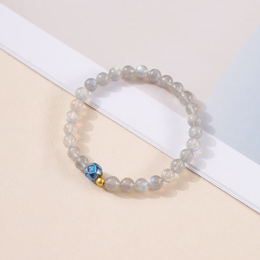 Buddha Stones Natural Moonstone Lotus Love Charming Bracelet