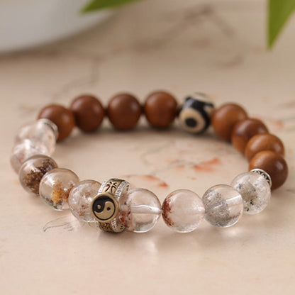 Buddha Stones Lightning Struck Wood Red Phantom Yin Yang Protection Bracelet
