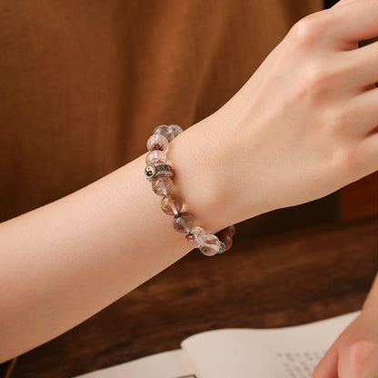Buddha Stones Lightning Struck Wood Red Phantom Yin Yang Protection Bracelet