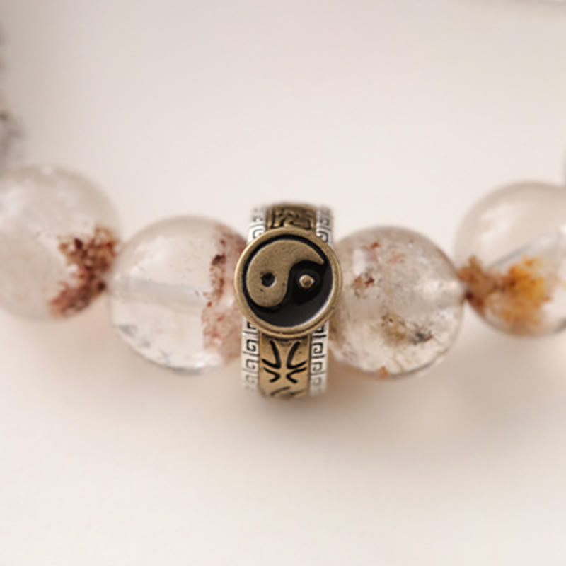 Buddha Stones Lightning Struck Wood Red Phantom Yin Yang Protection Bracelet