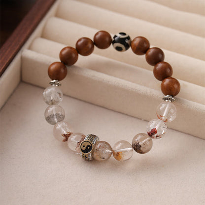 Buddha Stones Lightning Struck Wood Red Phantom Yin Yang Protection Bracelet