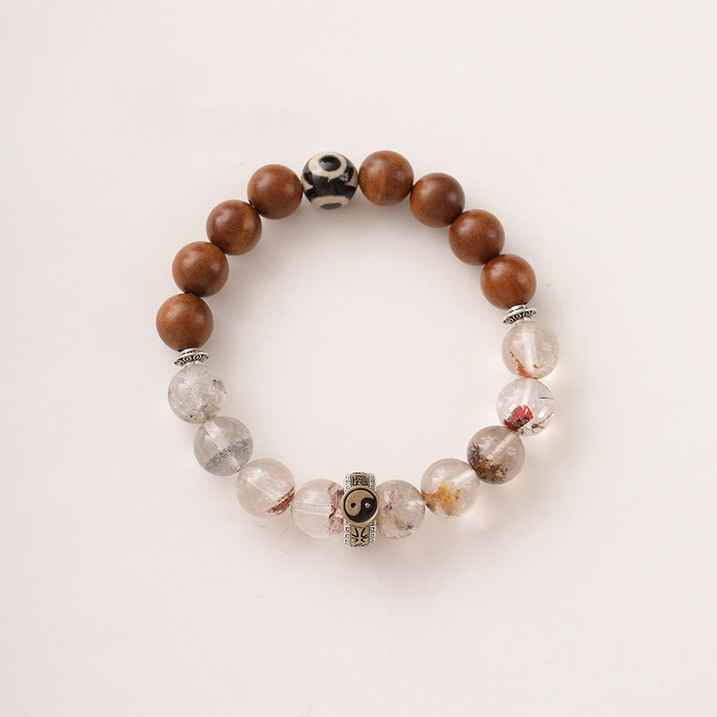 Buddha Stones Lightning Struck Wood Red Phantom Yin Yang Protection Bracelet