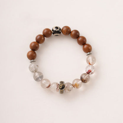 Buddha Stones Lightning Struck Wood Red Phantom Yin Yang Protection Bracelet