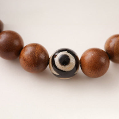 Buddha Stones Lightning Struck Wood Red Phantom Yin Yang Protection Bracelet