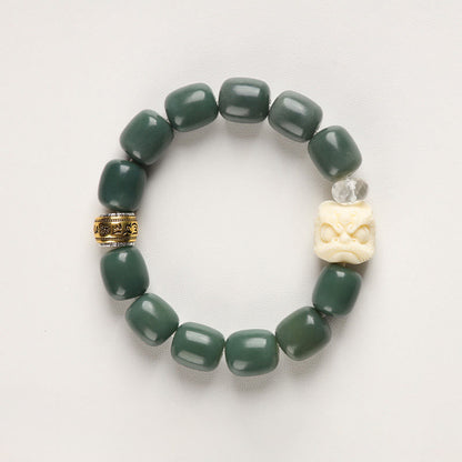 Buddha Stones Bodhi Seed Om Mani Padme Hum Lion Head Peace Bracelet