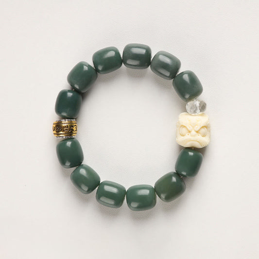 Buddha Stones Bodhi Seed Om Mani Padme Hum Lion Head Peace Bracelet