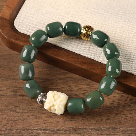 Buddha Stones Bodhi Seed Om Mani Padme Hum Lion Head Peace Bracelet