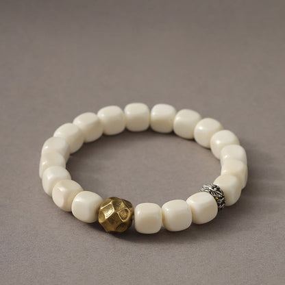 Buddha Stones Bodhi Seed Hammered Copper Brass Calm Bracelet