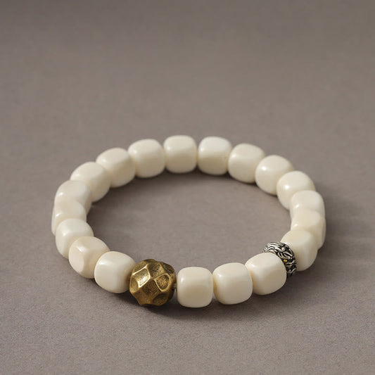 Buddha Stones Bodhi Seed Hammered Copper Brass Calm Bracelet