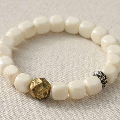 Buddha Stones Bodhi Seed Hammered Copper Brass Calm Bracelet