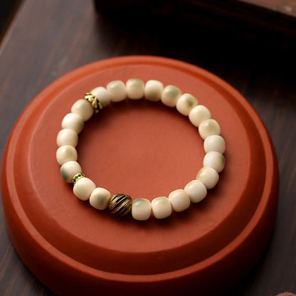 Buddha Stones Bodhi Seed Hammered Copper Brass Garuda Wisdom Bracelet