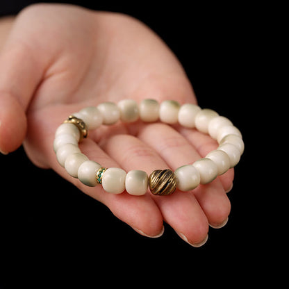 Buddha Stones Bodhi Seed Hammered Copper Brass Garuda Wisdom Bracelet