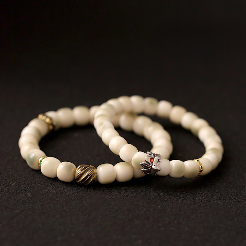 Buddha Stones Bodhi Seed Hammered Copper Brass Garuda Wisdom Bracelet