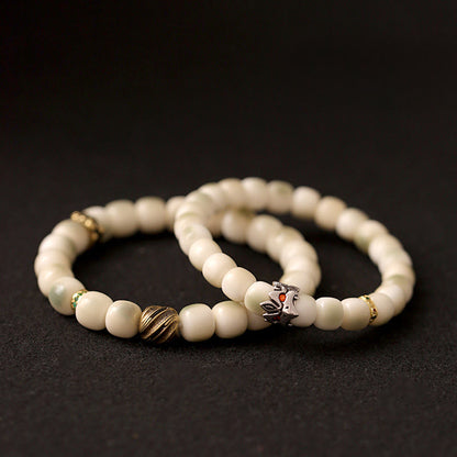 Buddha Stones Bodhi Seed Hammered Copper Brass Garuda Wisdom Bracelet