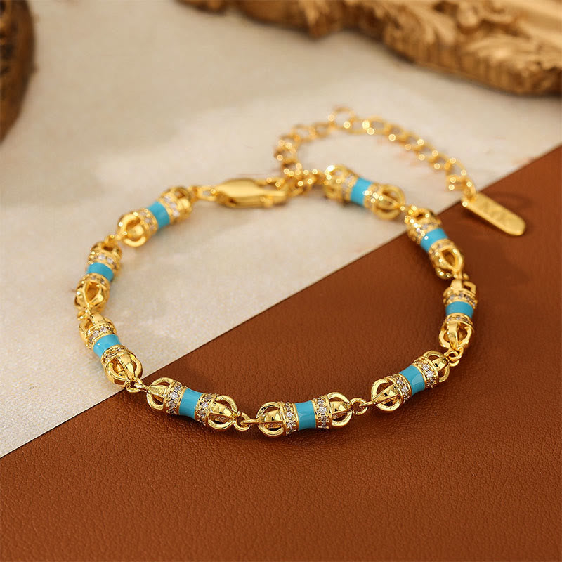 Buddha Stones Copper Brass Plated 24k Gold Vajra Wealth Luck Bracelet
