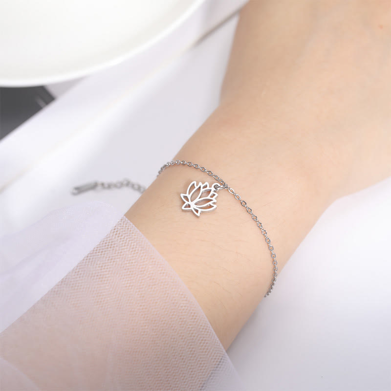 FREE Today: Enlightenment and Balance Lotus Pattern Titanium Steel Bracelet