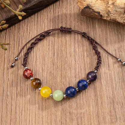 Buddha Stones Natural Various Crystals Tiger Eye Amethyst Courage Rope Bracelet