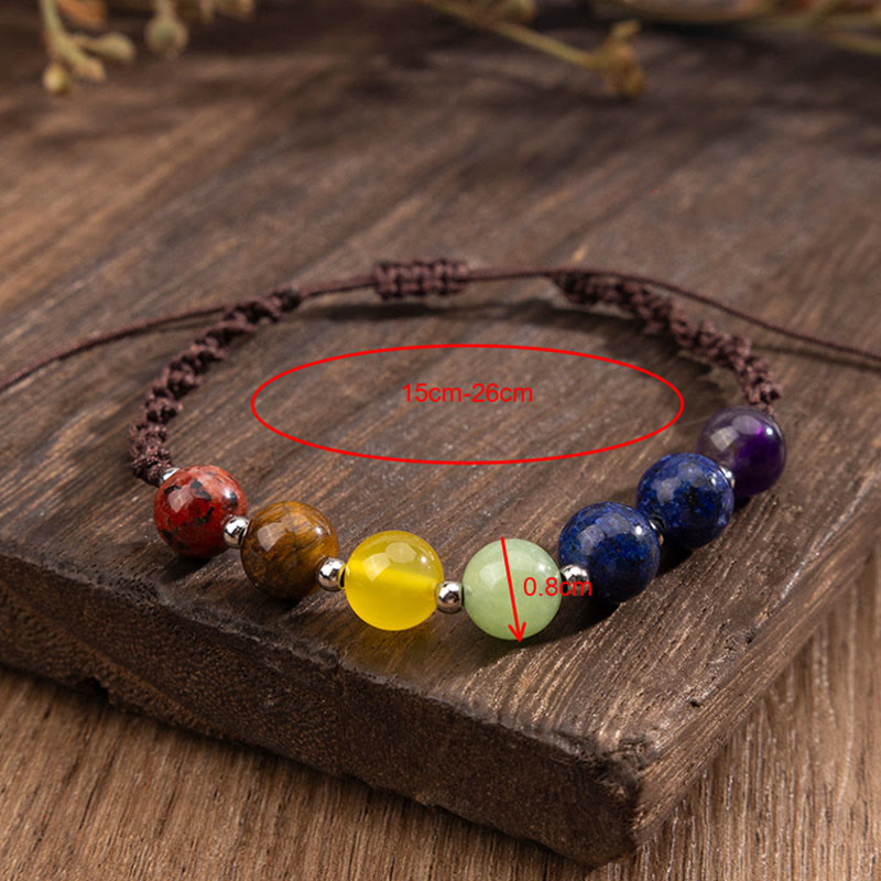Buddha Stones Natural Various Crystals Tiger Eye Amethyst Courage Rope Bracelet
