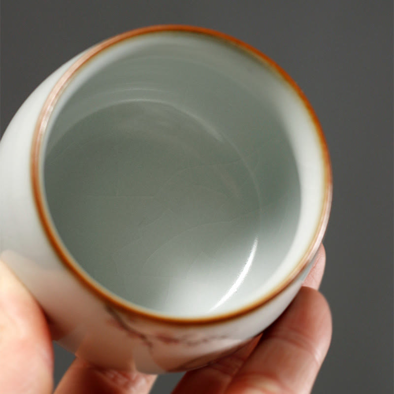 Buddha Stones Cute Cat Branches Teacup Kung Fu Tea Cup With Gift Box