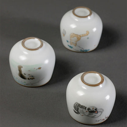 Buddha Stones Cute Cat Branches Teacup Kung Fu Tea Cup With Gift Box