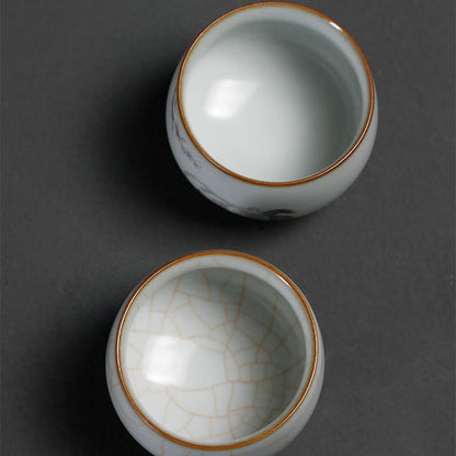Buddha Stones Cute Cat Branches Teacup Kung Fu Tea Cup With Gift Box