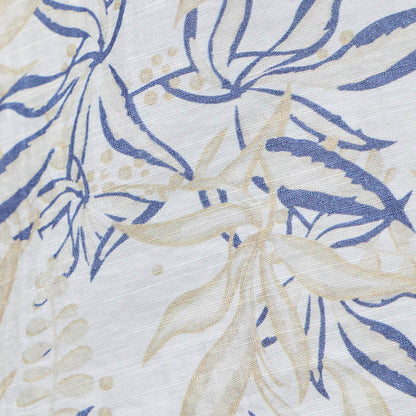 Buddha Stones Blue Beige Flowers Notched Design Long Sleeve Women's Shirt For Older Adults