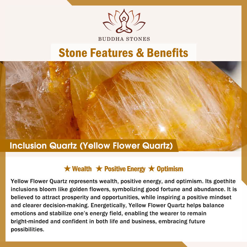 Buddha Stones 925 Sterling Silver Natural Inclusion Quartz Yellow Flower Quartz Cat Wealth Necklace Pendant