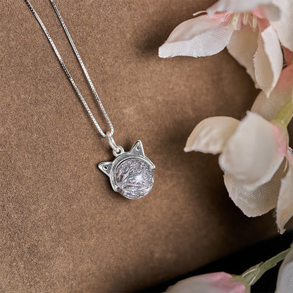 Buddha Stones 925 Sterling Silver Natural Silver Super Seven Crystal Cat Necklace Pendant