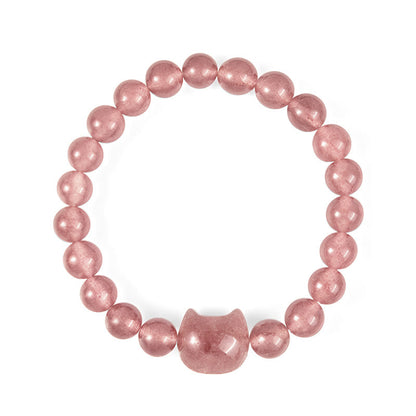 Buddha Stones Natural Strawberry Quartz Cat Healing Positive Bracelet