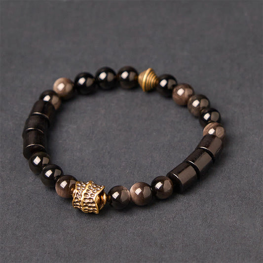 FREE Today: Protection and Communication Silver Sheen Obsidian Ebony Bracelet