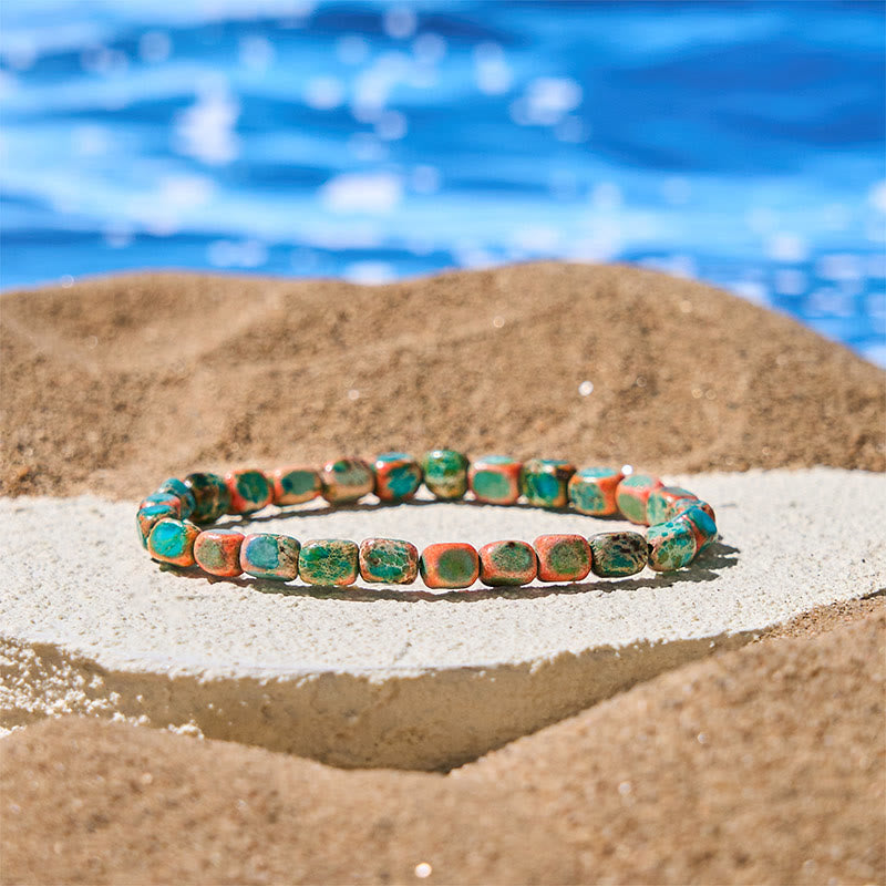 FREE Today: Anti-stress and Happiness Natural Colorful Emperor Stone Oval Square Beads Bracelet