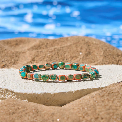 FREE Today: Anti-stress and Happiness Natural Colorful Emperor Stone Oval Square Beads Bracelet