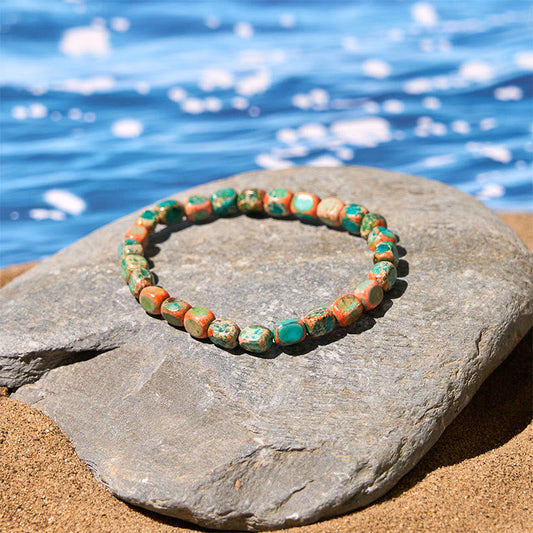 FREE Today: Anti-stress and Happiness Natural Colorful Emperor Stone Oval Square Beads Bracelet