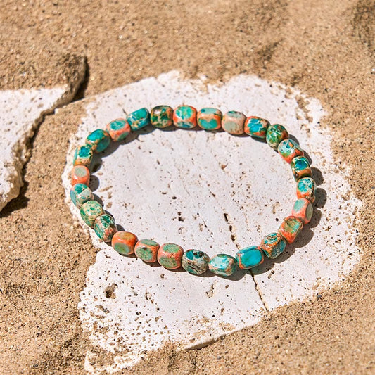 FREE Today: Anti-stress and Happiness Natural Colorful Emperor Stone Oval Square Beads Bracelet
