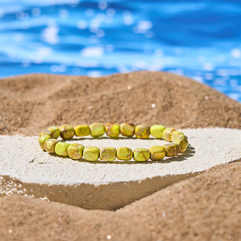 FREE Today: Anti-stress and Happiness Natural Colorful Emperor Stone Oval Square Beads Bracelet