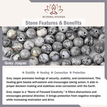 FREE Today: Soothing Silver Sheen Obsidian Lava Rock Grey Jasper Om Mani Padme Hum Vajra Bracelet