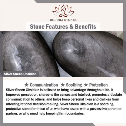 FREE Today: Soothing Silver Sheen Obsidian Lava Rock Grey Jasper Om Mani Padme Hum Vajra Bracelet