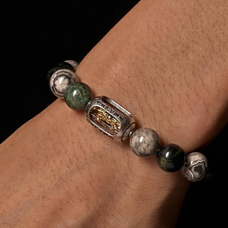 FREE Today: Healing Peace Grey Jasper Kambamba Jasper Om Mani Padme Hum Formless Buddha Bracelet