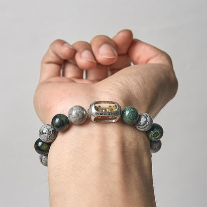 FREE Today: Healing Peace Grey Jasper Kambamba Jasper Om Mani Padme Hum Formless Buddha Bracelet
