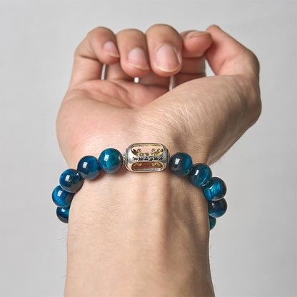 FREE Today: Positive Strength Natural Blue Tiger Eye Om Mani Padme Hum Bracelet