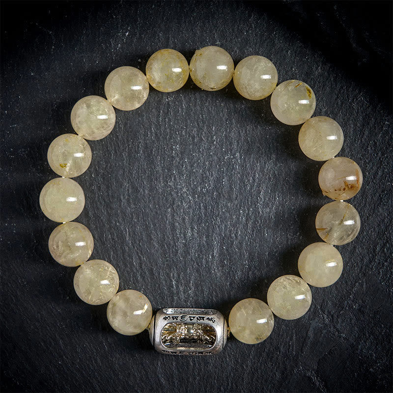 Buddha Stones Natural Citrine Om Mani Padme Hum Prosperity Bracelet