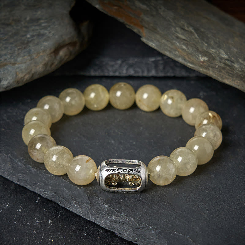 Buddha Stones Natural Citrine Om Mani Padme Hum Prosperity Bracelet