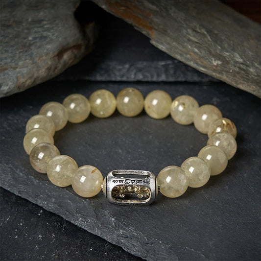 Buddha Stones Natural Citrine Om Mani Padme Hum Prosperity Bracelet