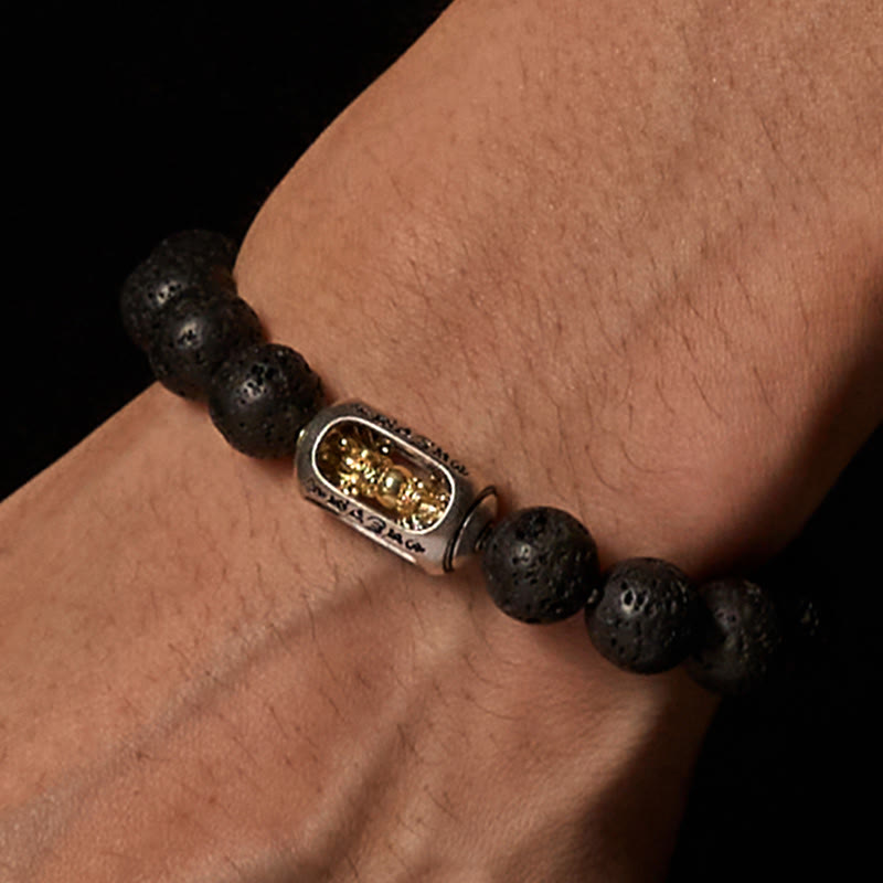 FREE Today: Calm Healing Natural Lava Rock Om Mani Padme Hum Dorje Vajra Bracelet
