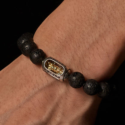 FREE Today: Calm Healing Natural Lava Rock Om Mani Padme Hum Dorje Vajra Bracelet