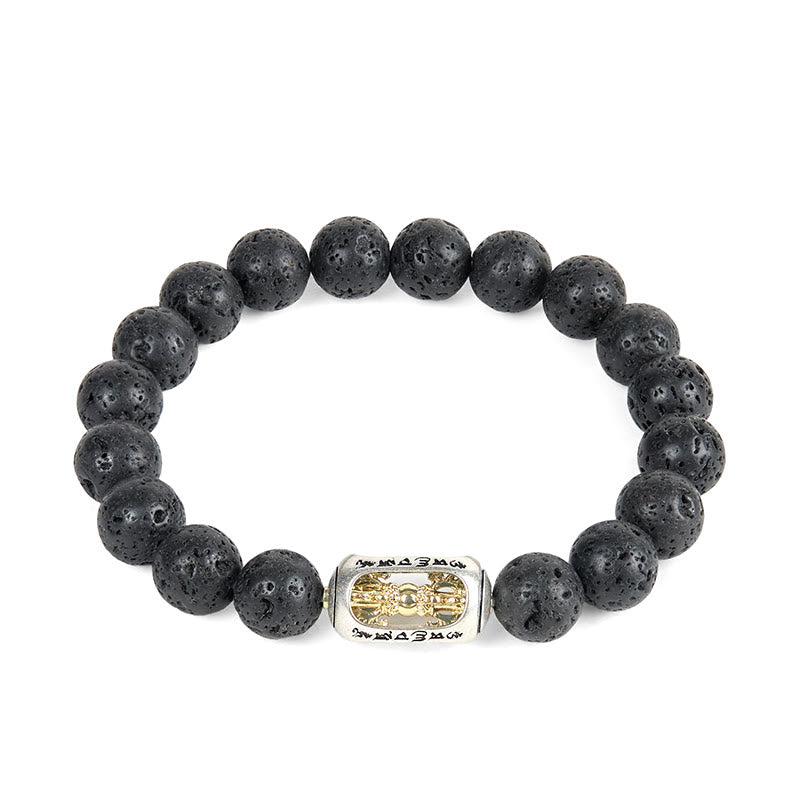 FREE Today: Calm Healing Natural Lava Rock Om Mani Padme Hum Dorje Vajra Bracelet